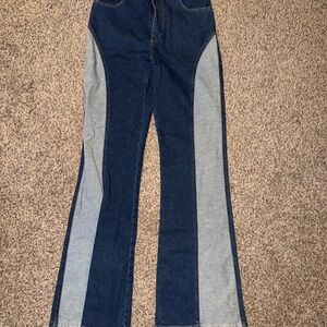 We The Free Contrast Flare Jeans - Navy and Light Gray